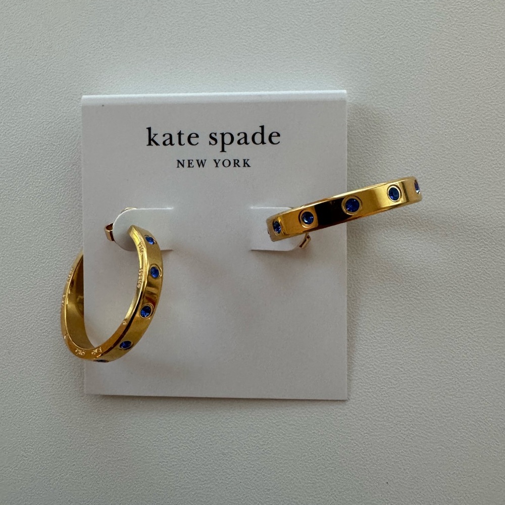 Kate Spade Crystal Set In Stone Hoop Earrings